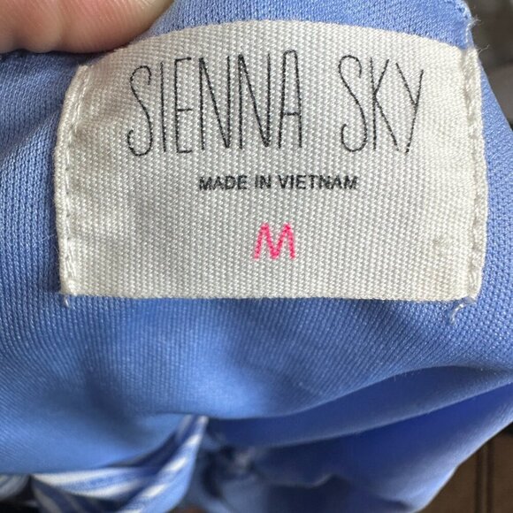 Sienna Sky Womens Tie Front Jumpsuit Blue and White Pinstripe Size Medium - Picture 9 of 14